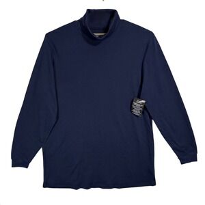 NEW KingSize Men's Turtleneck Shirt Size 3XL Tall Navy Blue Relaxed Long Sleeve